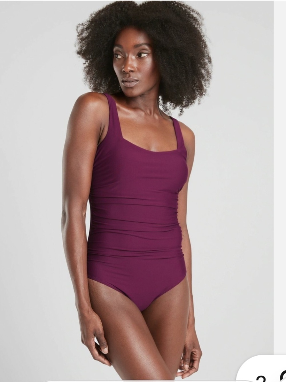 Athleta Square Neck One Piece Swim, Velvet Plum